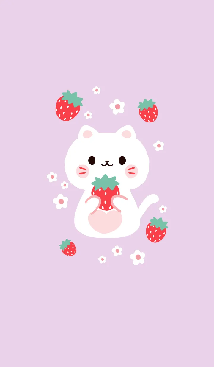 [LINE着せ替え] MEEMEE Cat with strawbrry 1の画像1