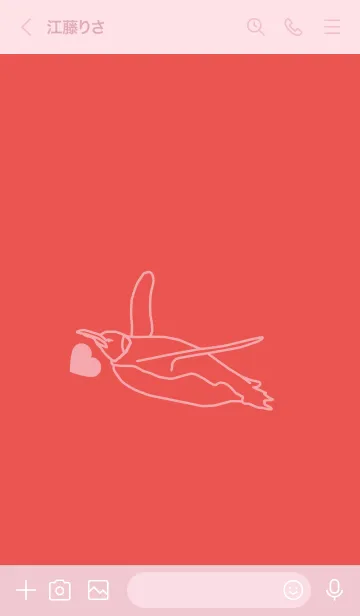 [LINE着せ替え] ペンギンとハート (ポピーレッド)の画像3