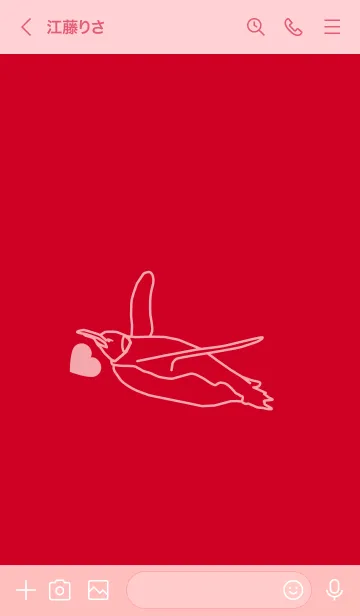 [LINE着せ替え] ペンギンとハート (チェリーレッド)の画像3