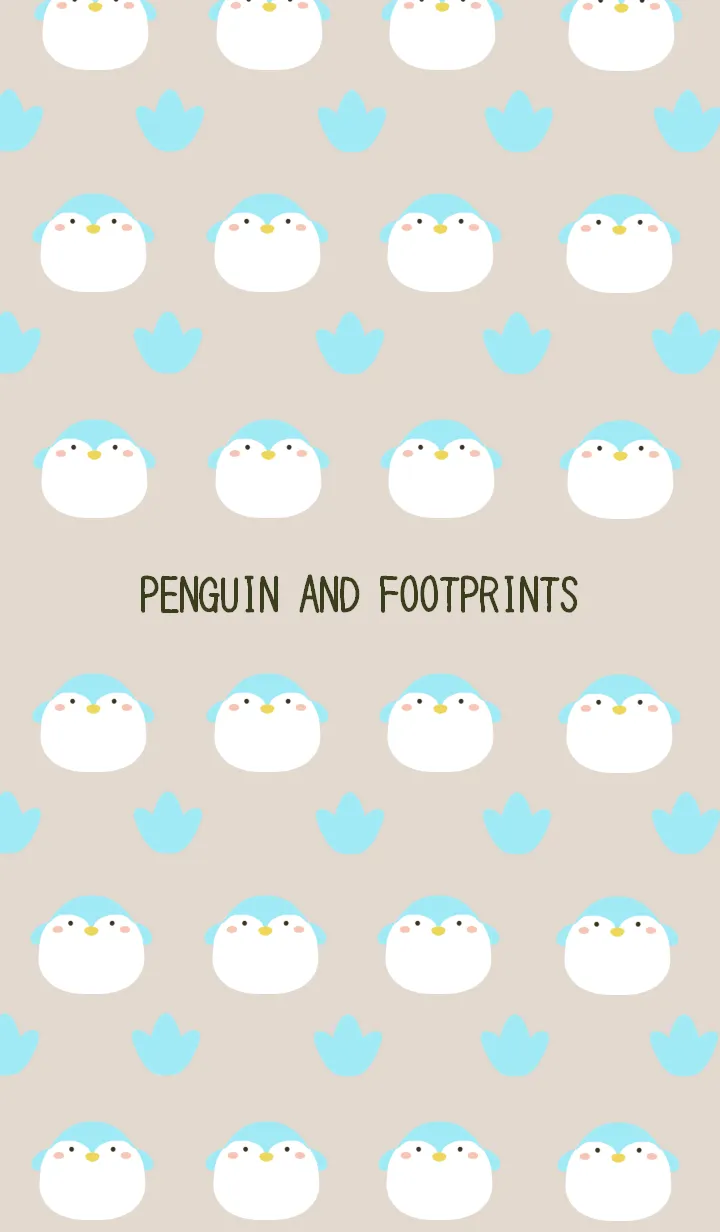[LINE着せ替え] ペンギンと足跡の着せかえ/ベージュの画像1