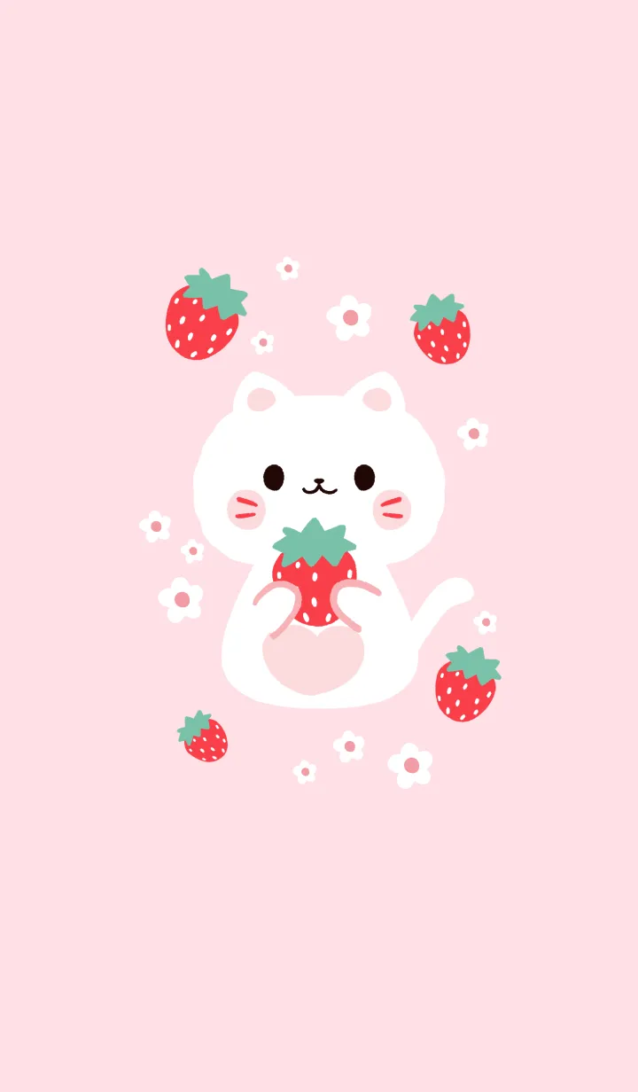 [LINE着せ替え] MEEMEE Cat with strawbrry 2の画像1