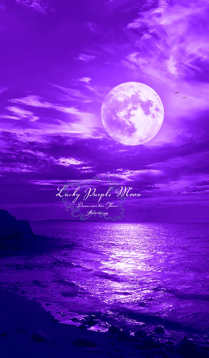 [LINE着せ替え] 運気を引き寄せる月 Lucky Purple Moonの画像1