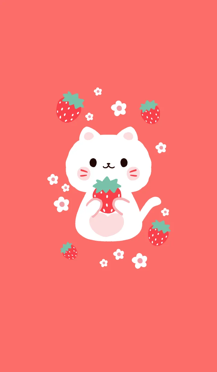 [LINE着せ替え] MEEMEE Cat with strawbrry 8の画像1