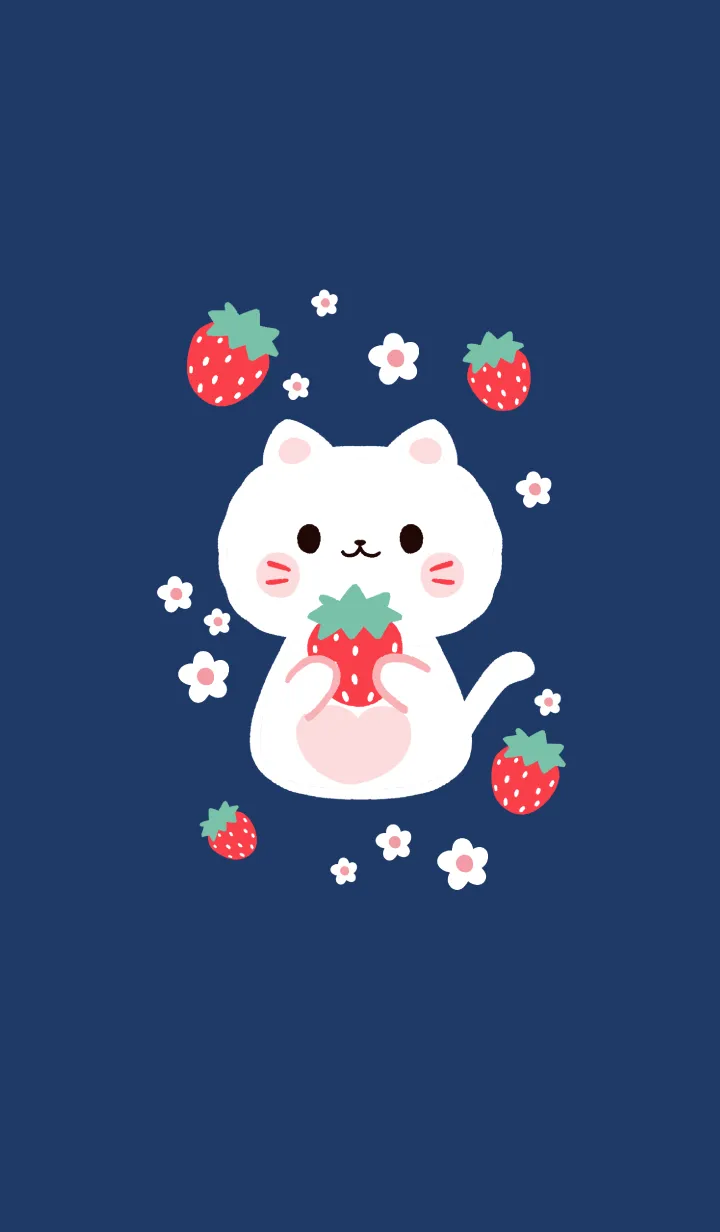 [LINE着せ替え] MEEMEE Cat with strawbrry 7の画像1