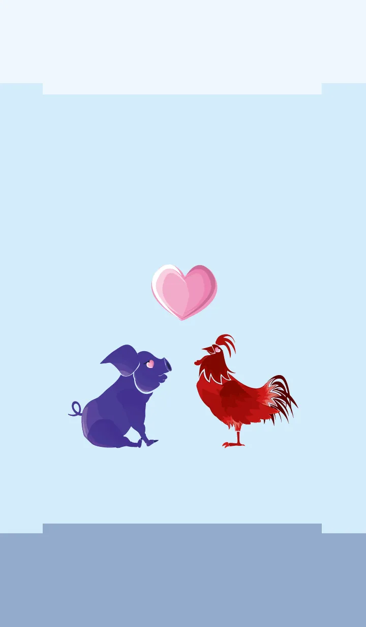 [LINE着せ替え] ekst Blue（Pig）Love Red（Chicken）の画像1