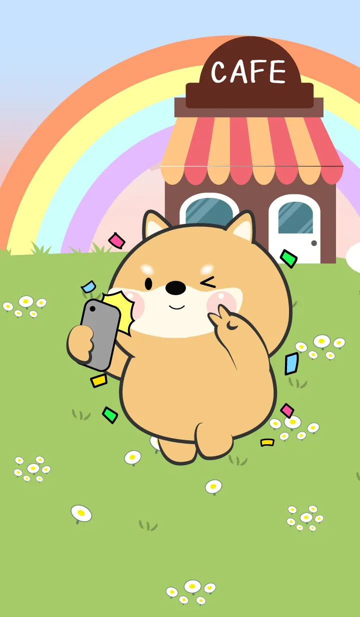 [LINE着せ替え] Cute Shiba Inu  In Cafe Theme (JP)の画像1