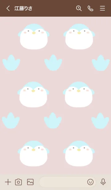 [LINE着せ替え] ペンギンと足跡の着せかえ/くすみピンクの画像3