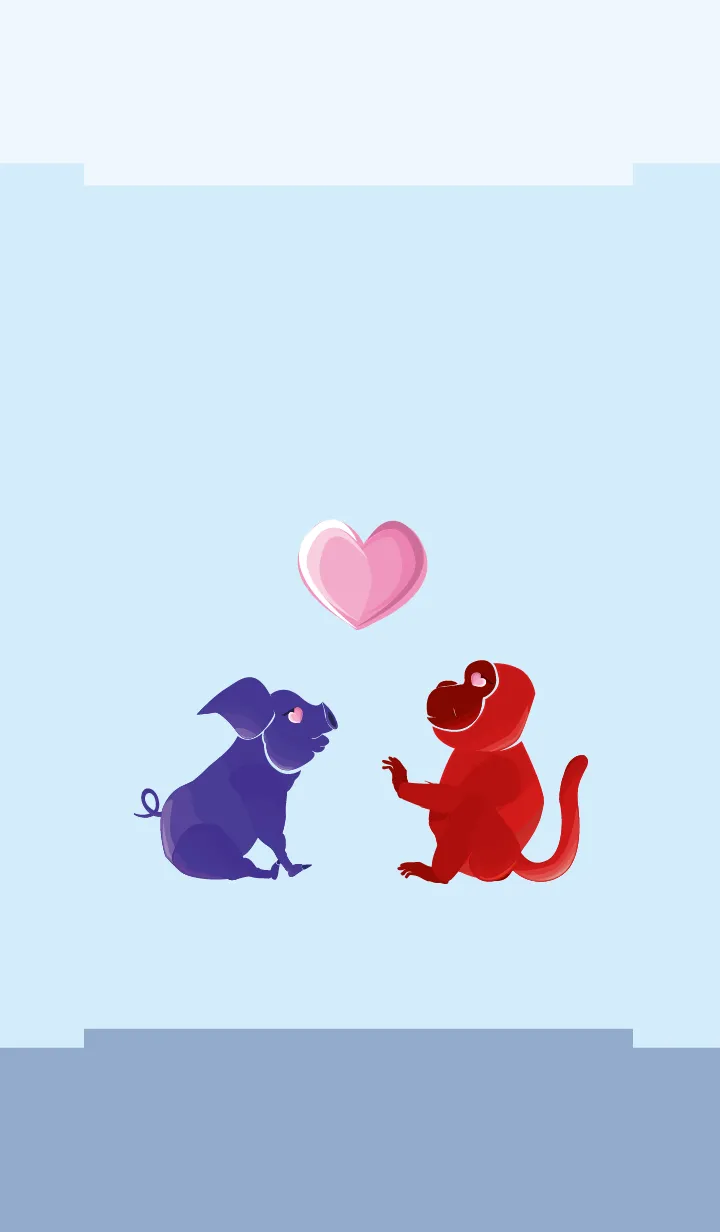 [LINE着せ替え] ekst Blue（Pig）Love Red（Monkey）の画像1