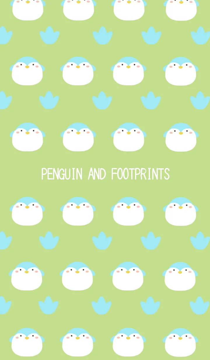 [LINE着せ替え] ペンギンと足跡/イエローグリーンの画像1