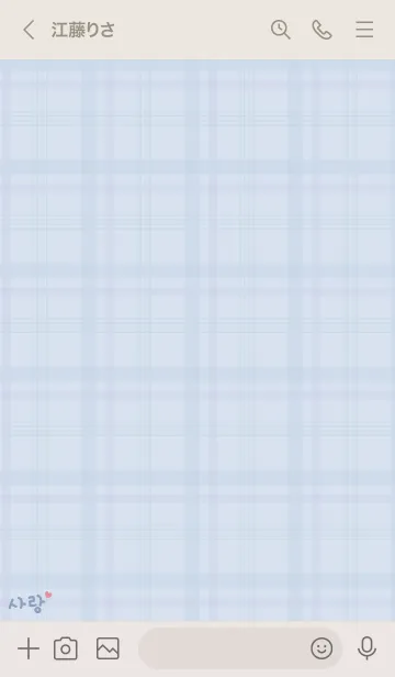 [LINE着せ替え] 韓国チェック柄<ハート>ブルーの画像3