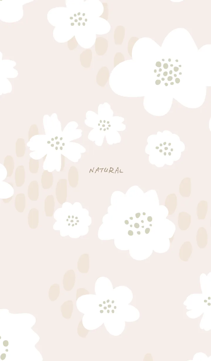 [LINE着せ替え] 白いお花と点々 ベージュ4の画像1
