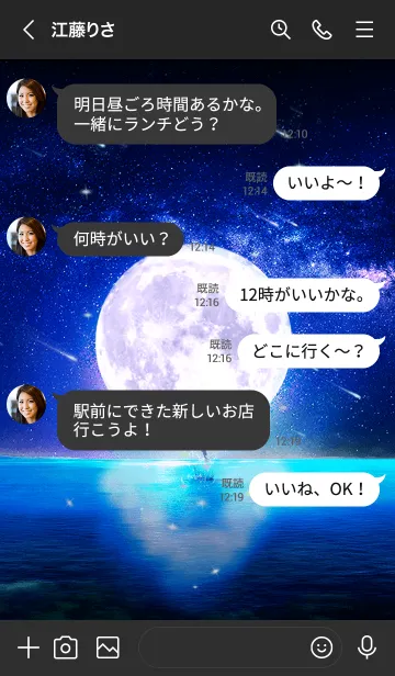 [LINE着せ替え] 幸運を運ぶ月夜のイルカ✨くわの✨の画像4