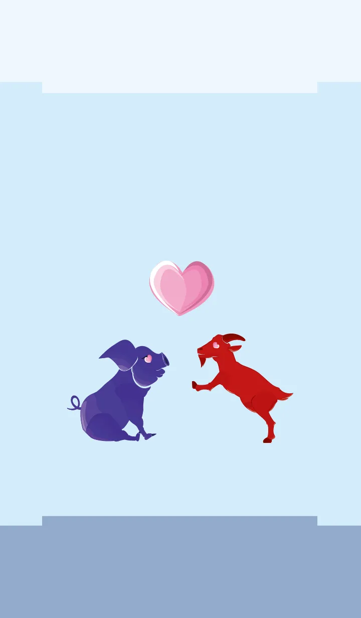 [LINE着せ替え] ekst Blue（豚）Love Red（羊）の画像1