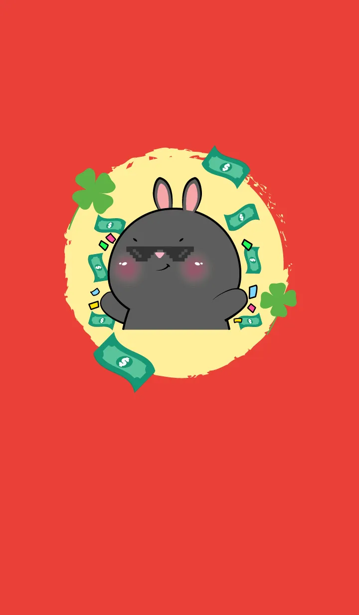 [LINE着せ替え] Simple Black Rabbit Lucky Theme (JP)の画像1