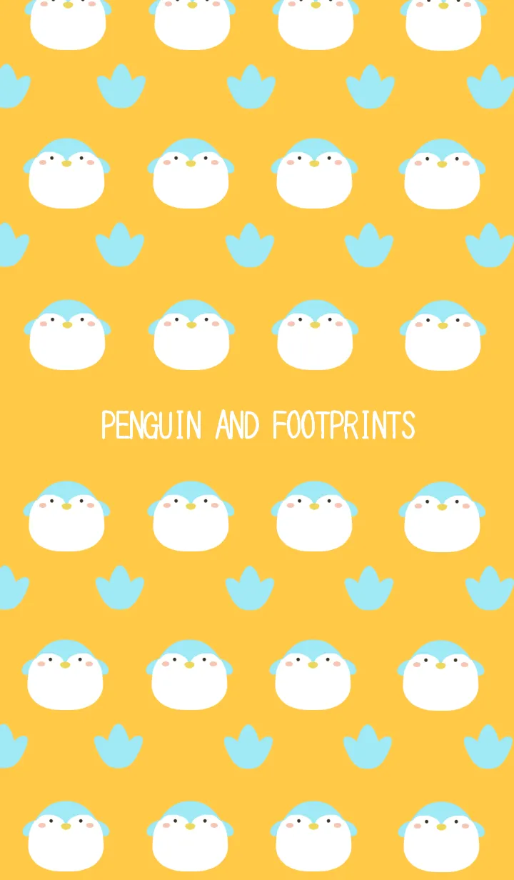 [LINE着せ替え] ペンギンと足跡の着せかえ/オレンジの画像1