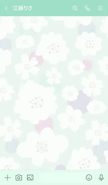 [LINE着せ替え] 白いお花と水玉 グリーン8の画像3