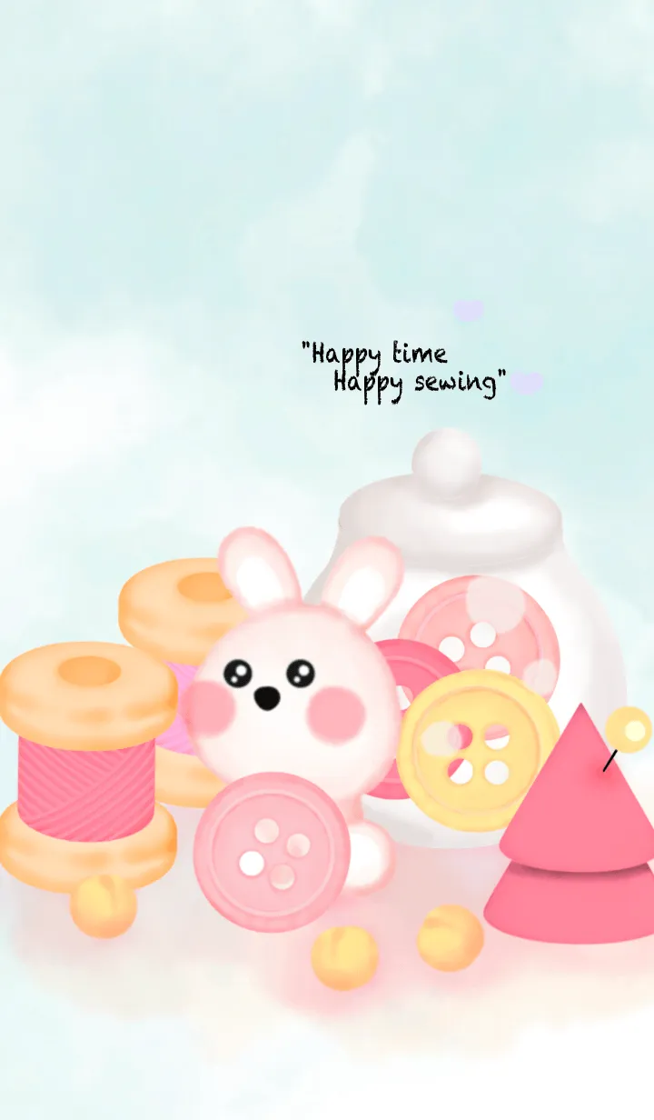 [LINE着せ替え] Happy sew Happy bunny 7の画像1