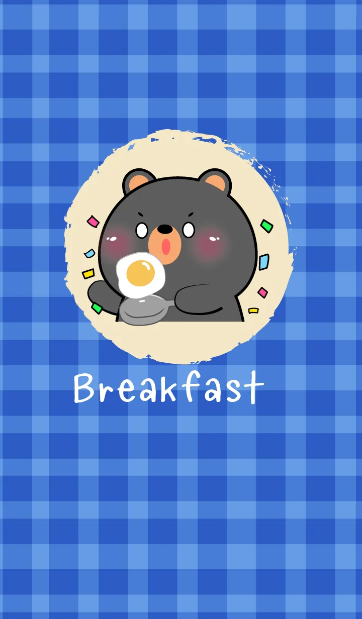[LINE着せ替え] Simple Breakfast Black Bear Theme (JP)の画像1