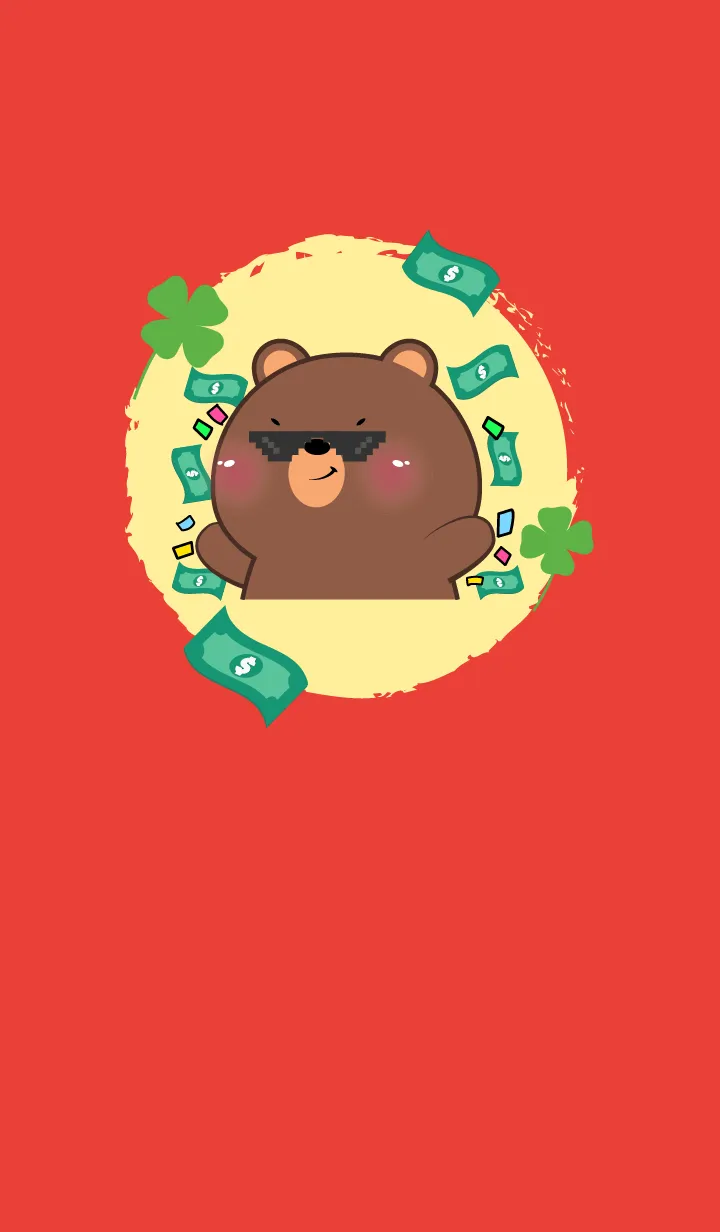 [LINE着せ替え] Simple Bear Lucky Theme (JP)の画像1