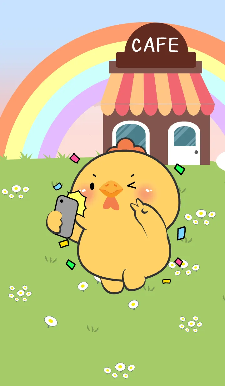 [LINE着せ替え] Cute Chicken In Cafe Theme (JP)の画像1