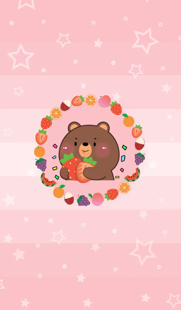[LINE着せ替え] Simple Bear Love Fruit Theme (JP)の画像1