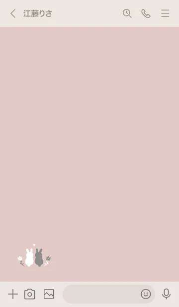 [LINE着せ替え] うさぎとお花。ピンクベージュの画像3