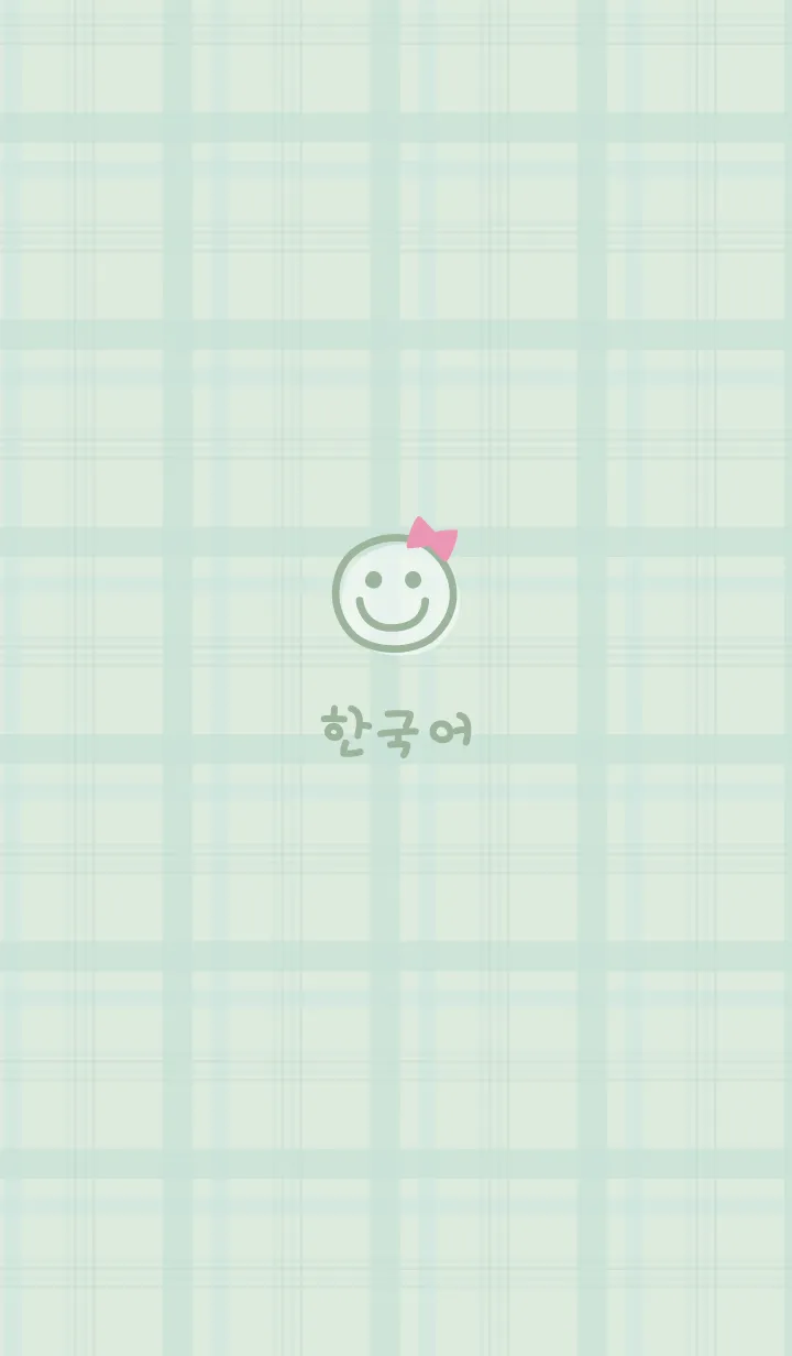 [LINE着せ替え] 韓国チェック柄<リボン>グリーンの画像1