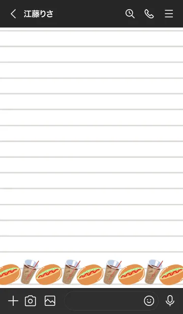 [LINE着せ替え] ホットドッグとコーラのノート/ブラックの画像3
