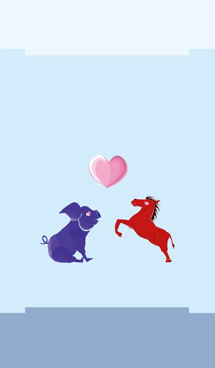 [LINE着せ替え] ekst Blue（Pig）Love Red（Horse）の画像1