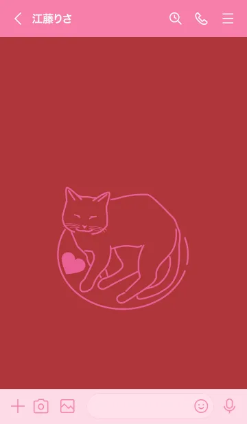 [LINE着せ替え] ネコとハート Rose madderの画像3