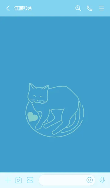 [LINE着せ替え] ネコとハート Yacht blueの画像3