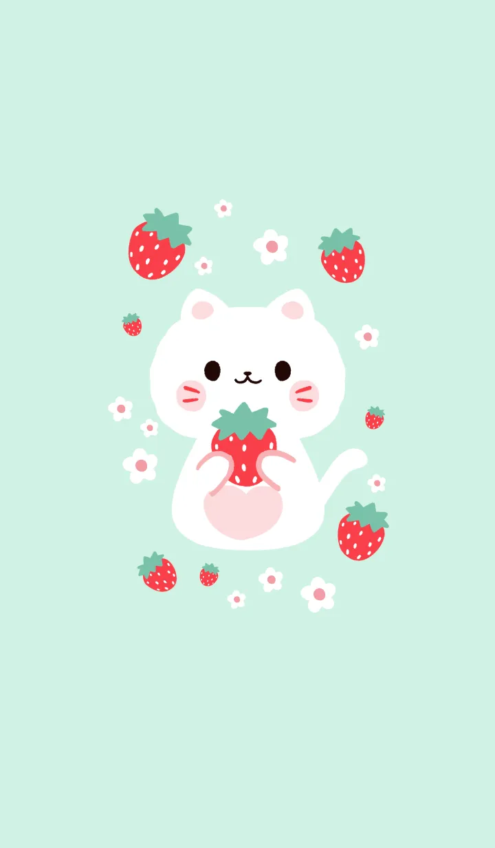 [LINE着せ替え] MEEMEE Cat with strawbrry 16の画像1