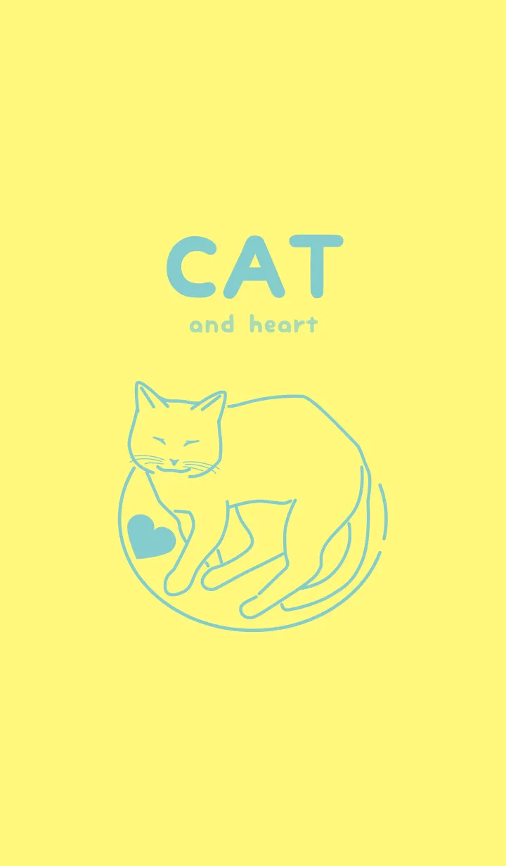 [LINE着せ替え] ネコとハート Primrose Yellowの画像1