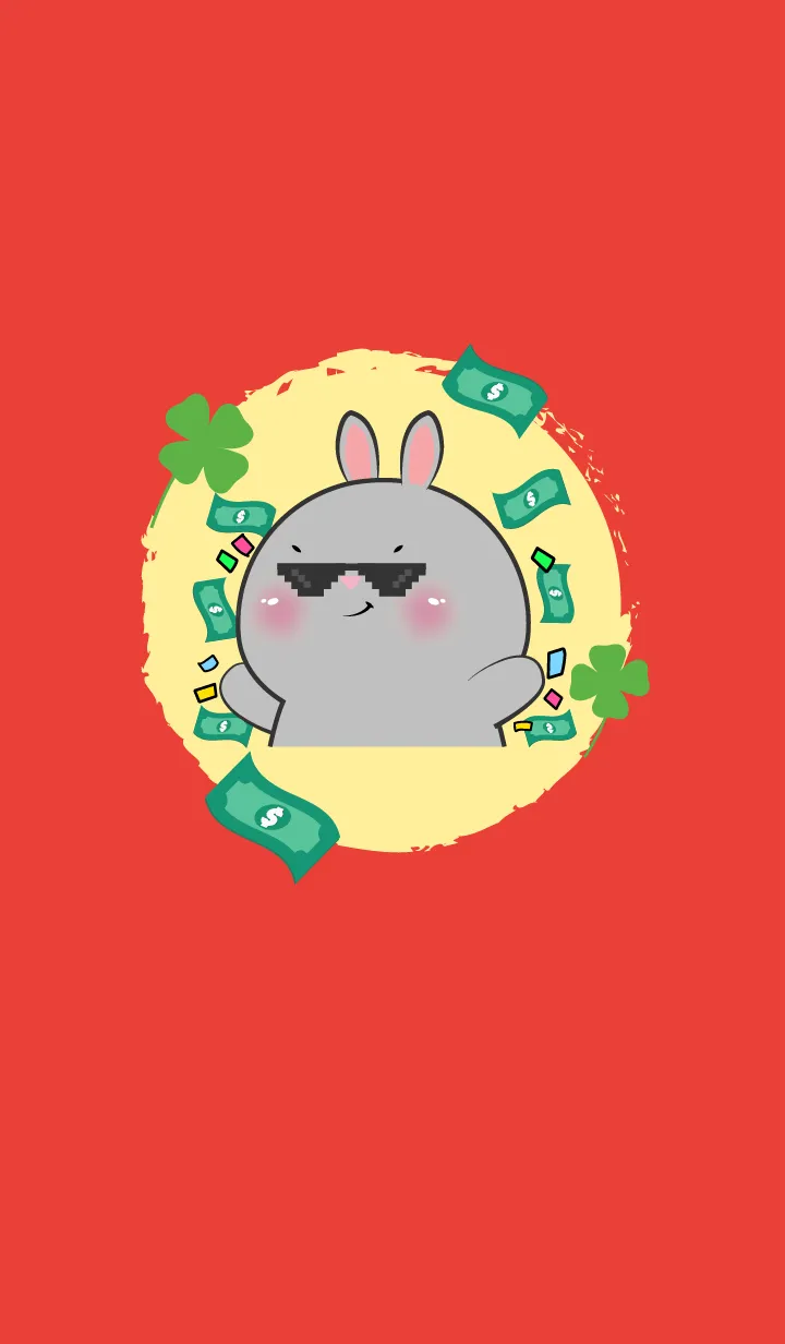 [LINE着せ替え] Simple Grey Rabbit Lucky Theme (JP)の画像1