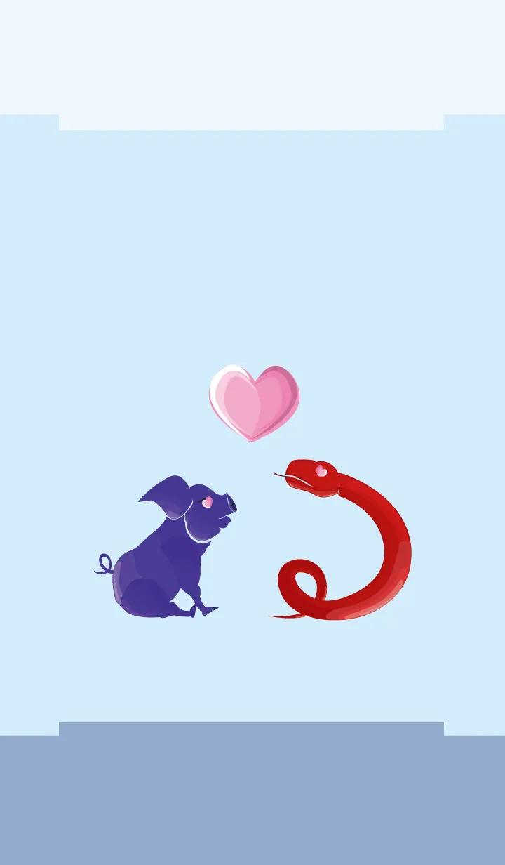 [LINE着せ替え] ekst Blue（Pig）Love Red（Snake）の画像1