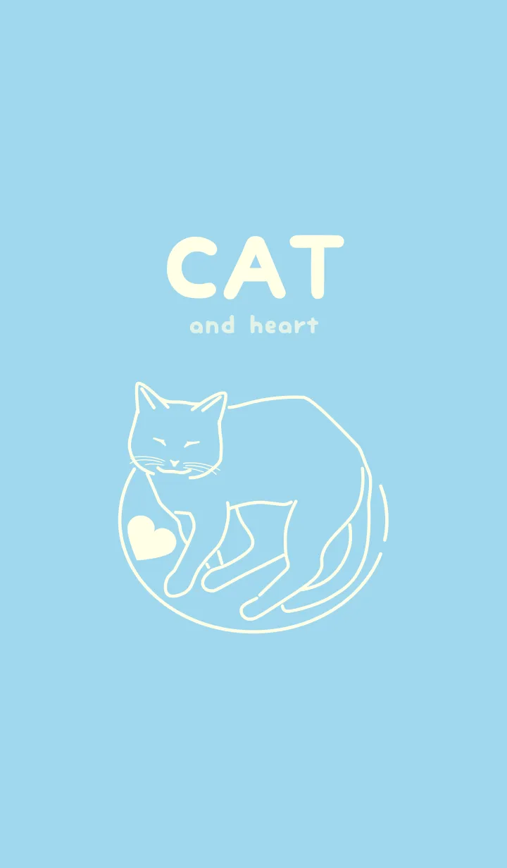 [LINE着せ替え] ネコとハート sky blueの画像1