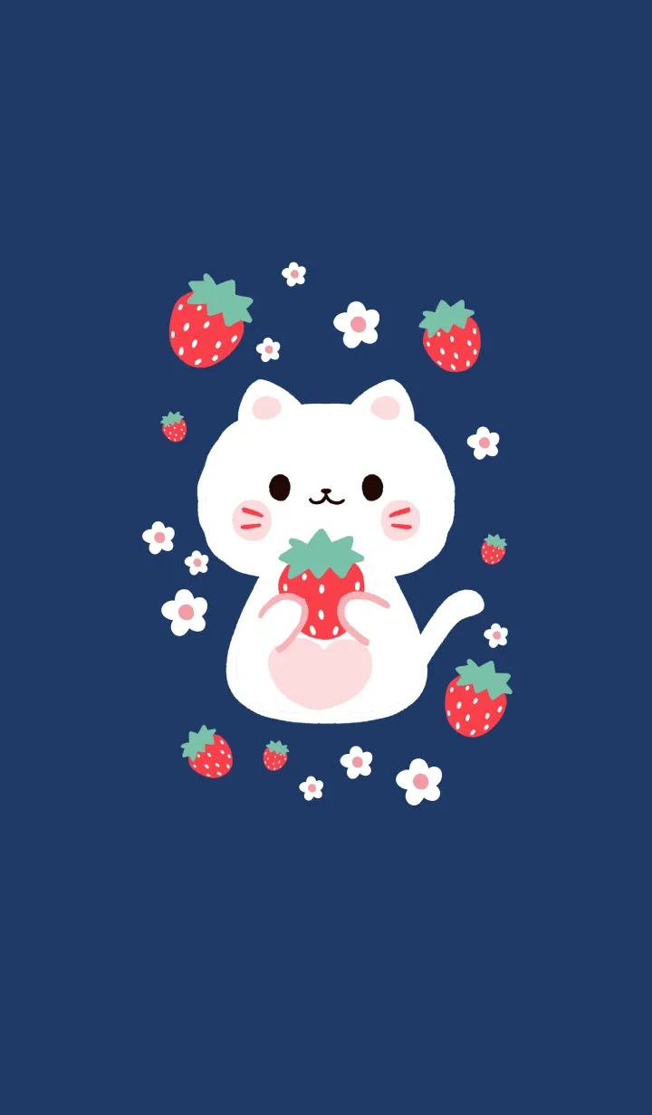 [LINE着せ替え] MEEMEE Cat with strawbrry 17の画像1