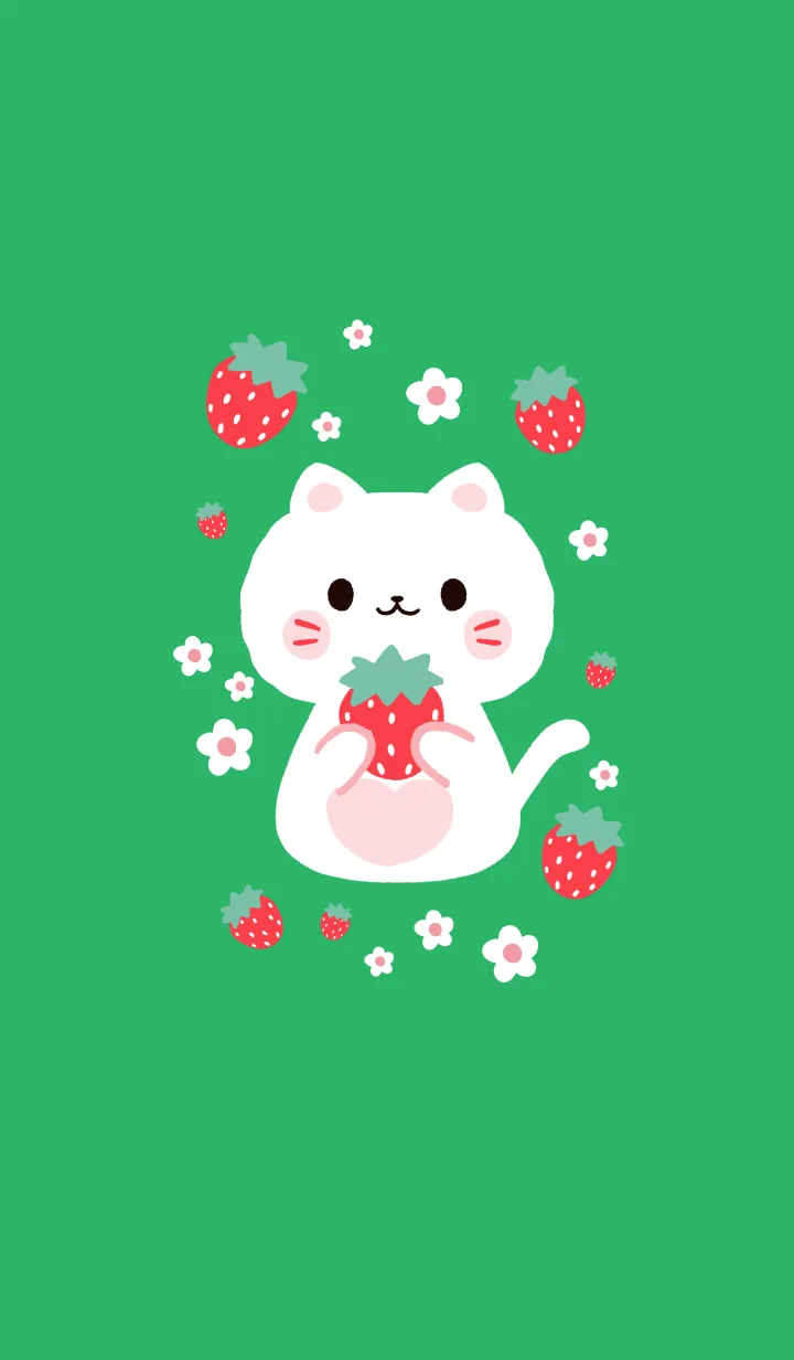 [LINE着せ替え] MEEMEE Cat with strawbrry 15の画像1