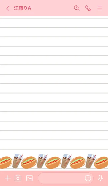 [LINE着せ替え] ホットドッグとコーラのノート/ピンクの画像3