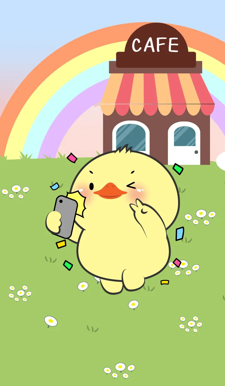 [LINE着せ替え] Cute Duck In Cafe Theme (JP)の画像1