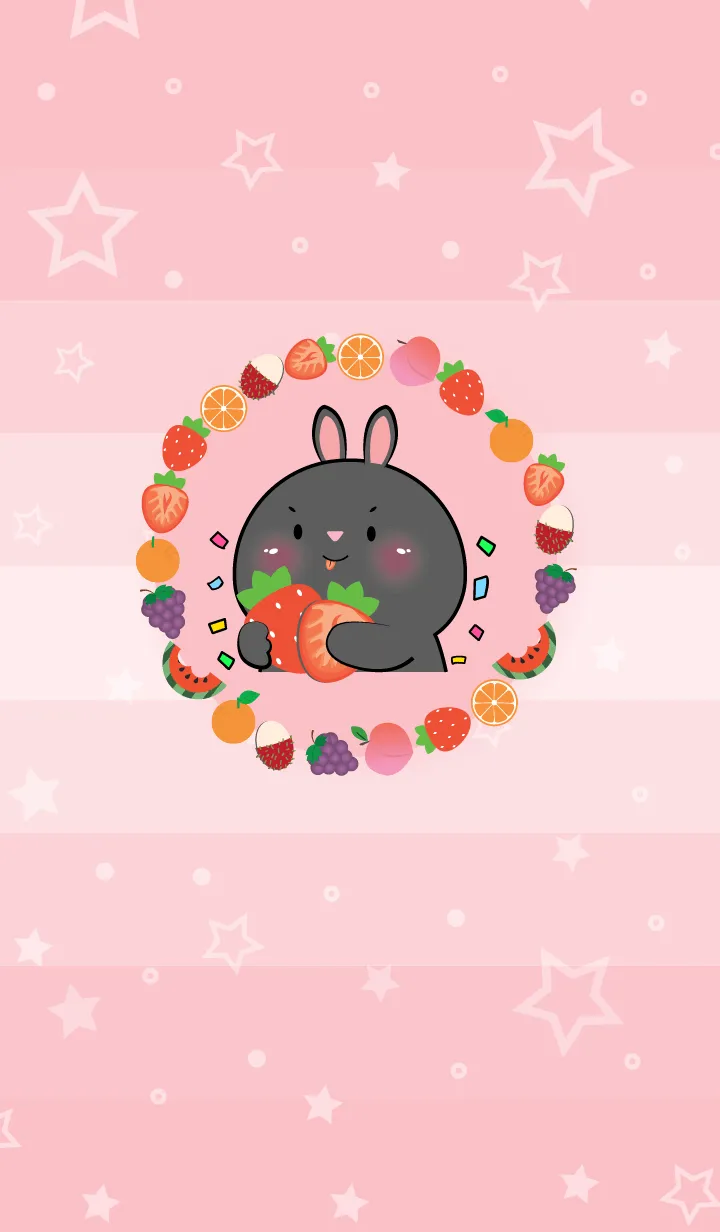 [LINE着せ替え] Simple Black Rabbit Love Fruit Theme(JP)の画像1