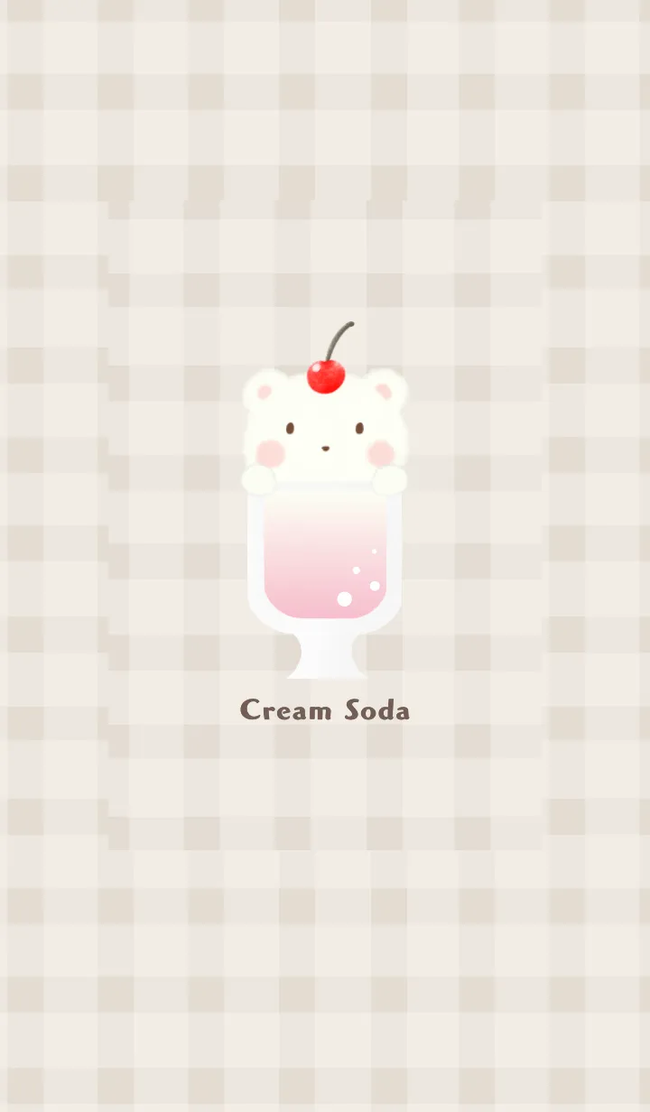 [LINE着せ替え] クリームソーダ -くま- ピーチ チェックの画像1