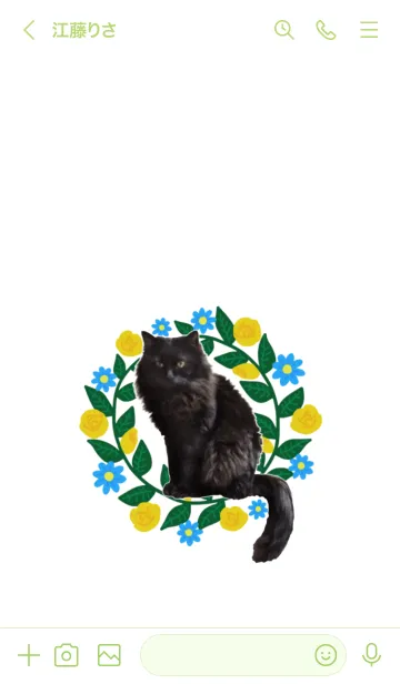 [LINE着せ替え] 実写が可愛い♥黒猫＆花の画像3