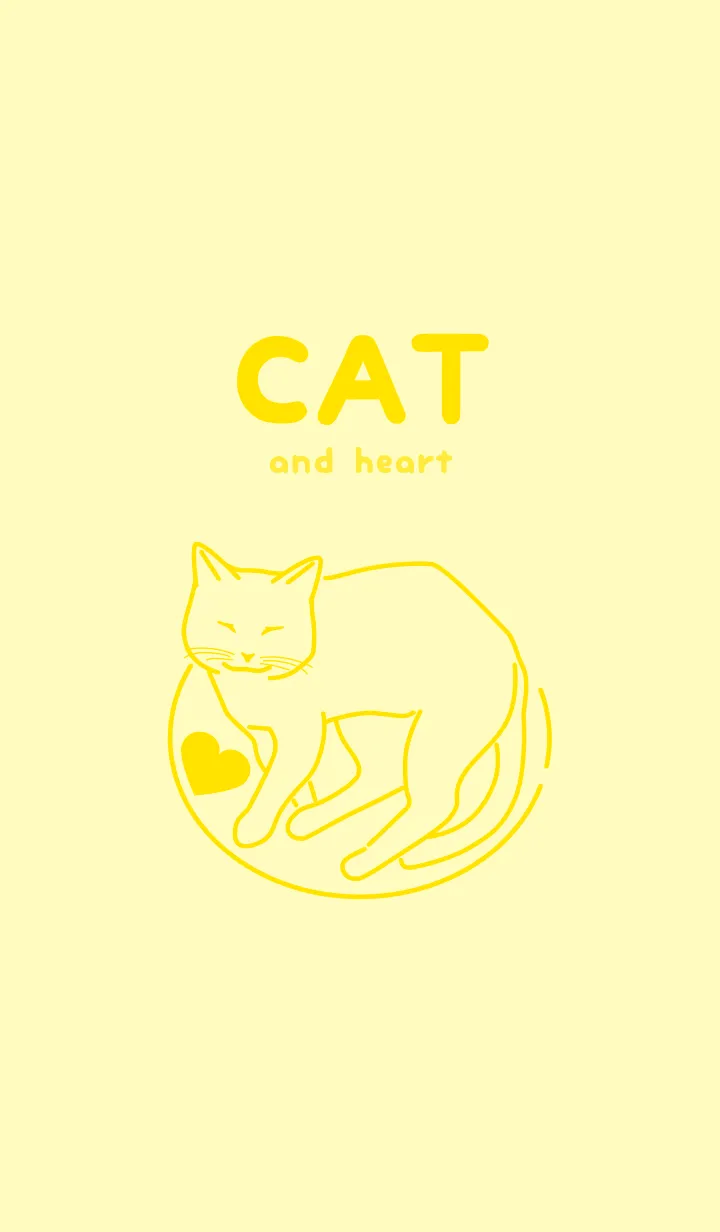[LINE着せ替え] ネコとハート Light lemonの画像1