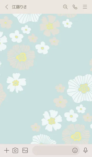 [LINE着せ替え] 白とベージュのお花 斜め19の画像3