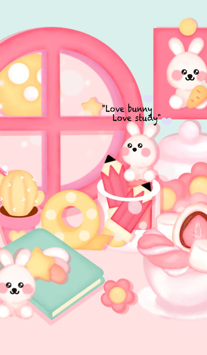 [LINE着せ替え] Bunny love to study 5の画像1