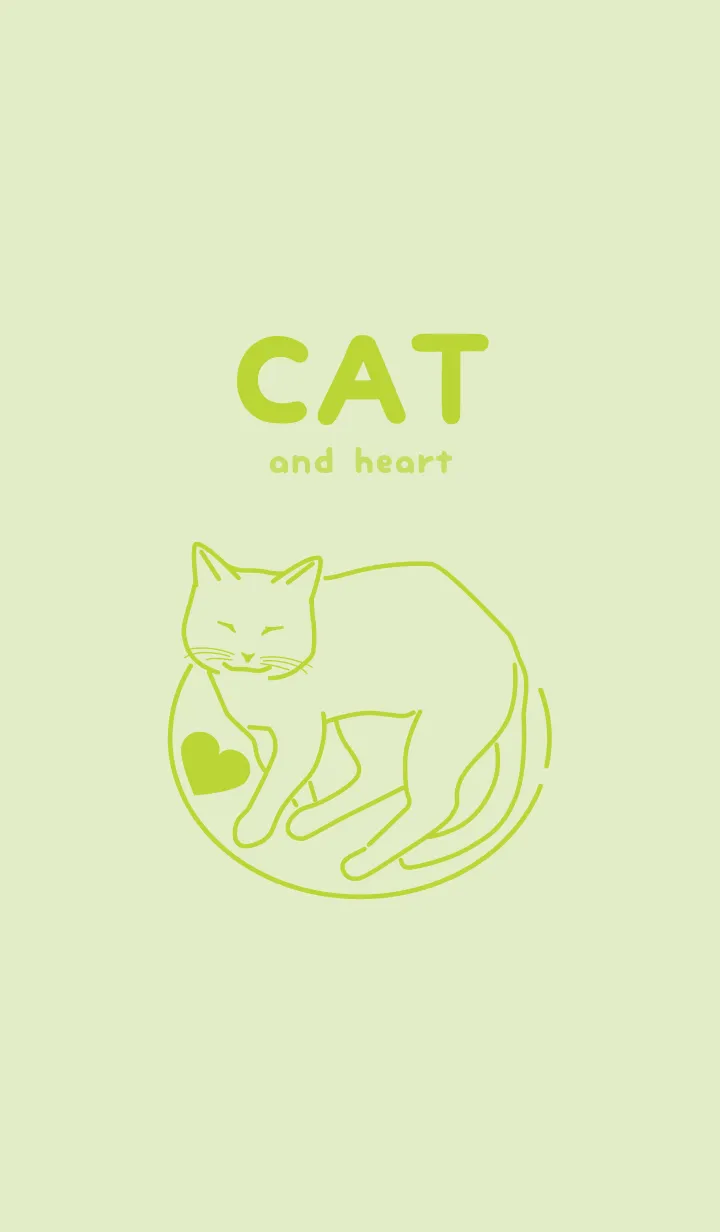 [LINE着せ替え] ネコとハート Tea greenの画像1