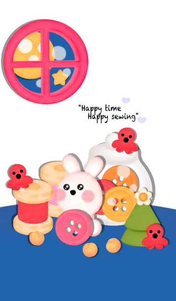 [LINE着せ替え] Bunny love sewing 6の画像1