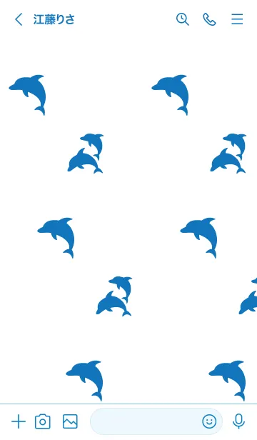 [LINE着せ替え] イルカのシルエット 青と白背景の画像3