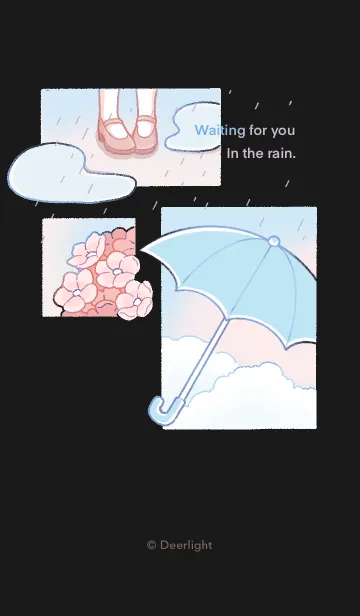 [LINE着せ替え] 日系 - 愛する｜雨の日女の子暗色版の画像1